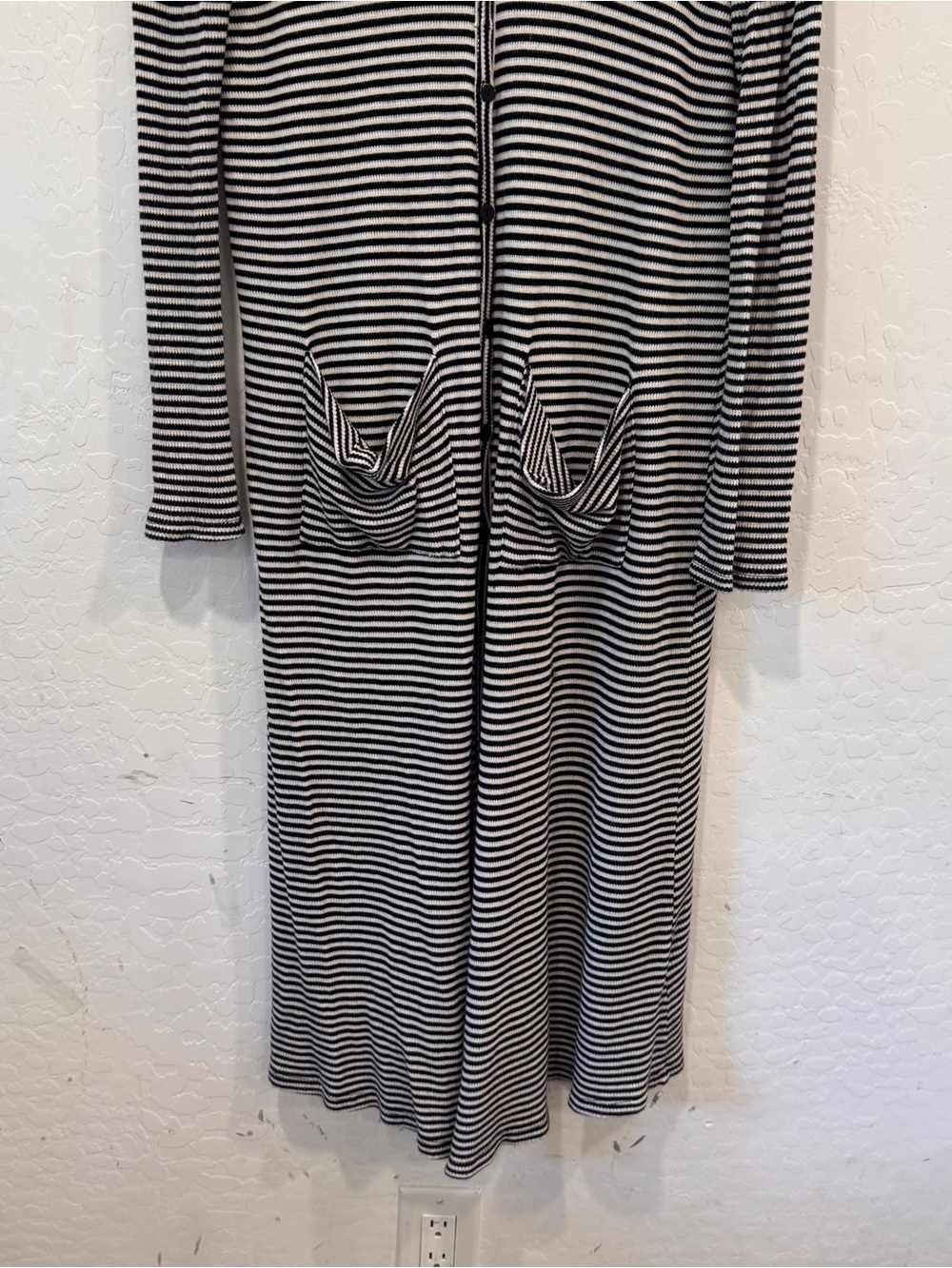 Vici Knit Striped Duster Cardigan Sweater Women’s Medium Black White Striped - Picture 3 of 7